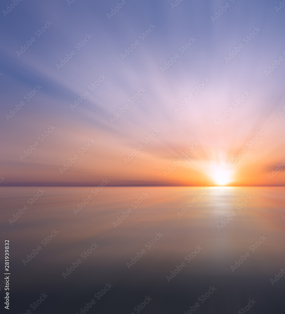 Obraz premium Abstract Sunset and sea with small waves.