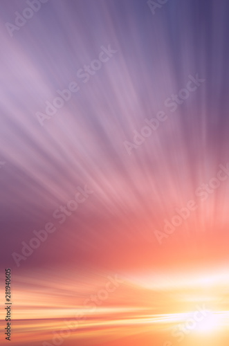Abstract Beautiful pink and purple cirrus clouds and sunset sun. © Sviatoslav Khomiakov