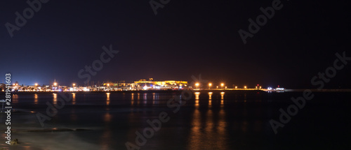 Quay and marina at night 