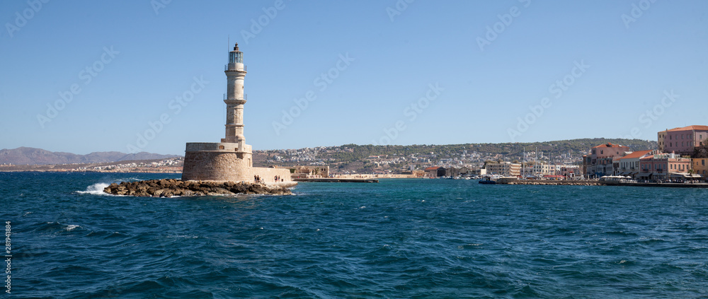 Lighthouse in a harbor of Crete