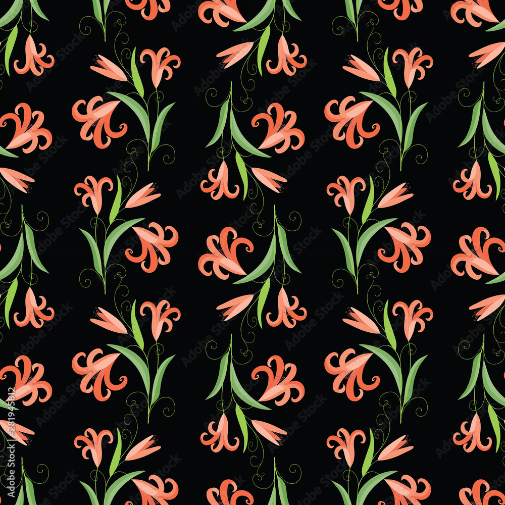 Seamless background of decorative garden lilies Seamless background of decorative garden lilies