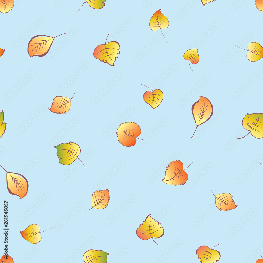 Seamless background of falling autumn leaves