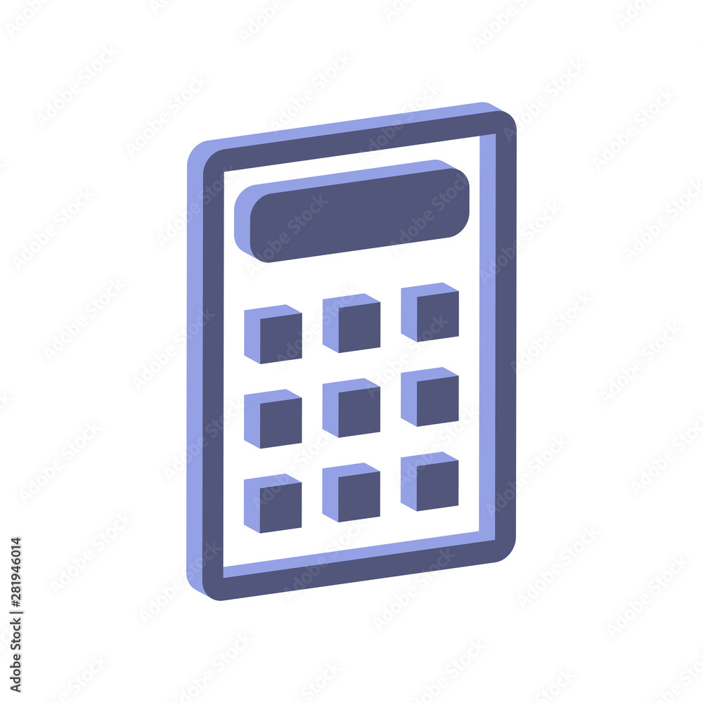 Calculator icon.Isometric and 3D view. Calculator icon.Isometric and 3D view.
