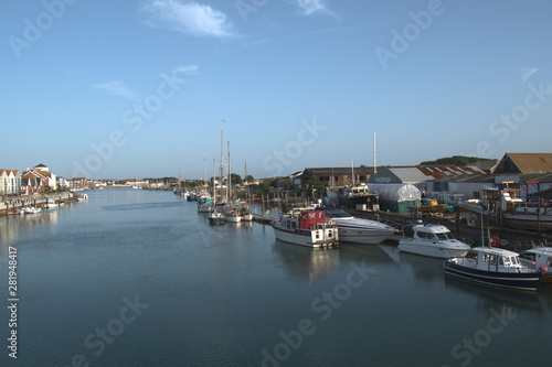 Boats moored on the River Arun in Littlehampton England.