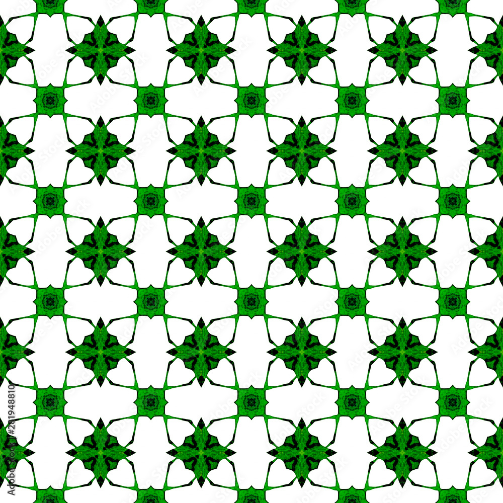 Fototapeta premium Orange green geometric seamless pattern. Hand draw