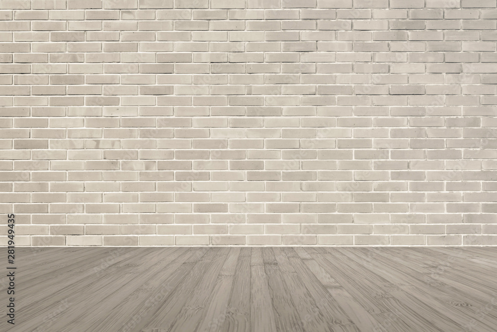 Brick wall texture background with wooden floor Brick wall texture background with wooden floor
