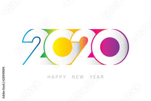 Vector Happy New Year 2020 with text design isolated on white background.