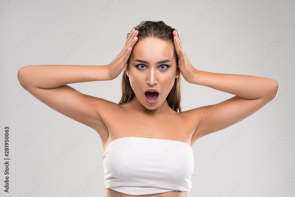 Beautiful brunette in sexy top shot