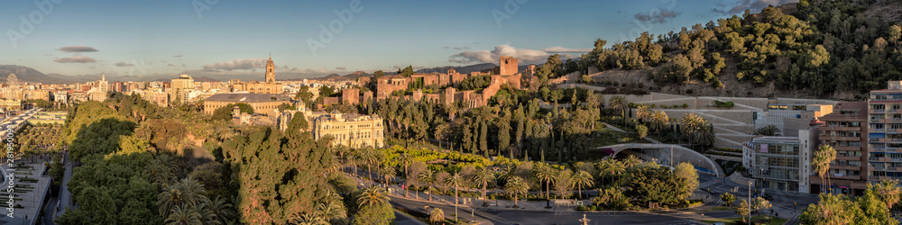 HDR panorama of the skyline of Malaga captured while traveling in Spain.