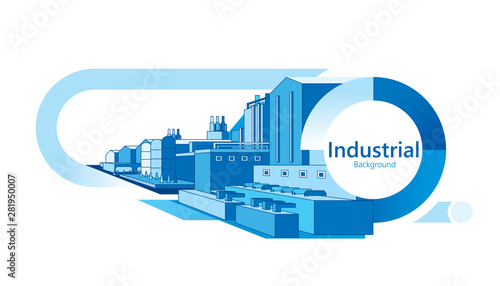 The industrial plant and manufacture building background. Vector illustration of abstract industry landscape
