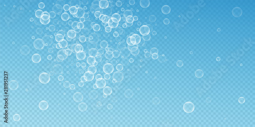 Random soap bubbles abstract background. Blowing b