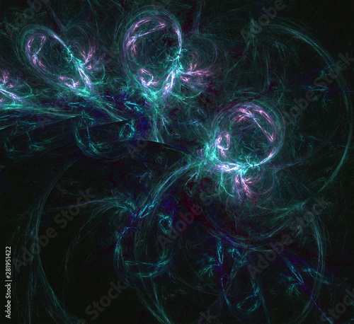 Abstract background graphic design , colored fractal 3d on black background, 