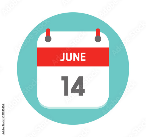 June 14 . Vector flat daily calendar icon. Holiday - illustration