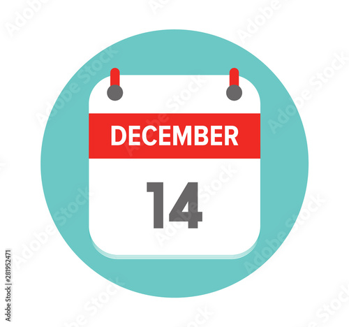 December 14. Vector flat daily calendar icon. Date and time, day, month. Holiday - illustration