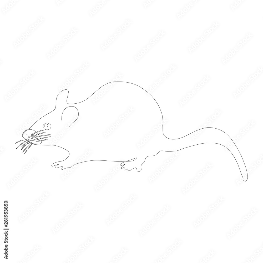Black outline icon of lying rat on white background. Black outline icon of lying rat on white background.