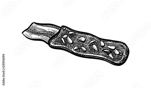 Ink sketch of chocolate-covered bacon