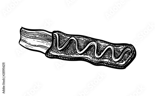 Ink sketch of chocolate-covered bacon