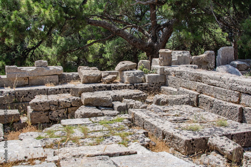 Ruins of ancient temples on Filerimos hill