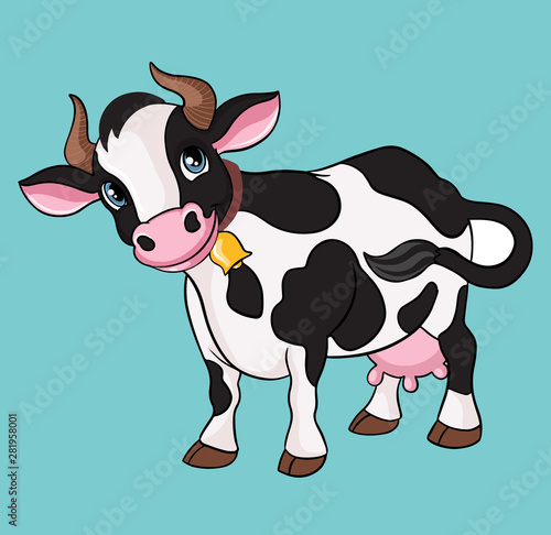 Cute cartoon cow farm animal vector illustration