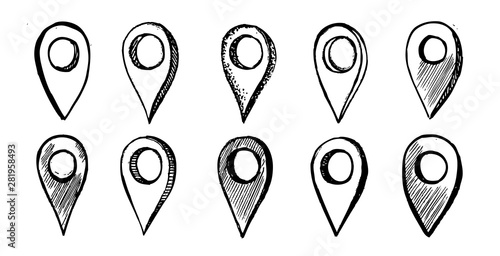 Map pointer vector hand drawn illustration