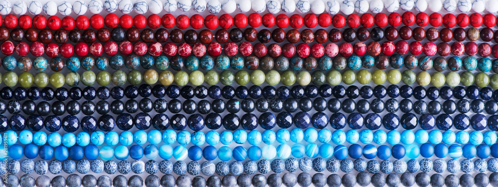 Banner bright beads. Beads background