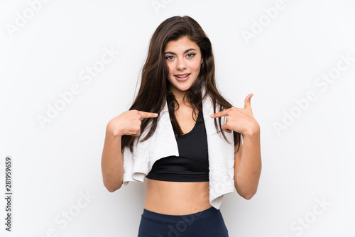 Teenager sport girl over isolated white background with surprise facial expression