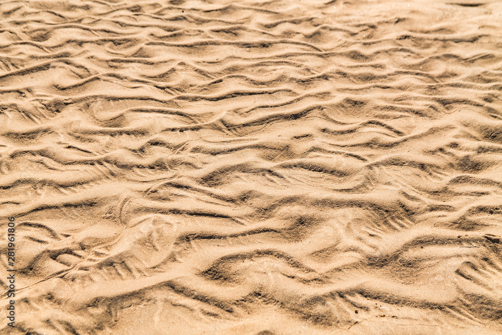 Golden waves texture of sand dunes on river bank Golden waves texture of sand dunes on river bank