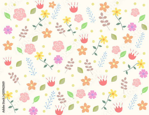 the floral pattern used for decoration. Flowers are popular for all seasons.Romantic seamless vector floral pattern.