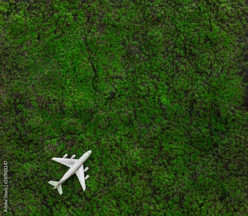 airplane model on a green background
