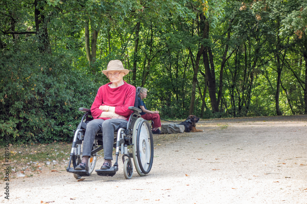 seniorin im rollstuhl seniorin im rollstuhl