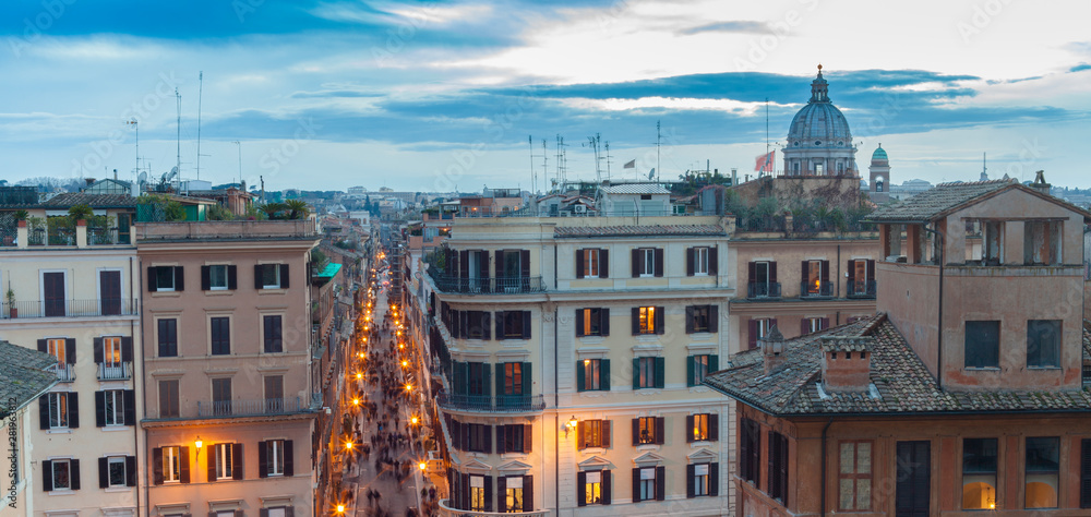 Rome, Italy cityscape at dusk