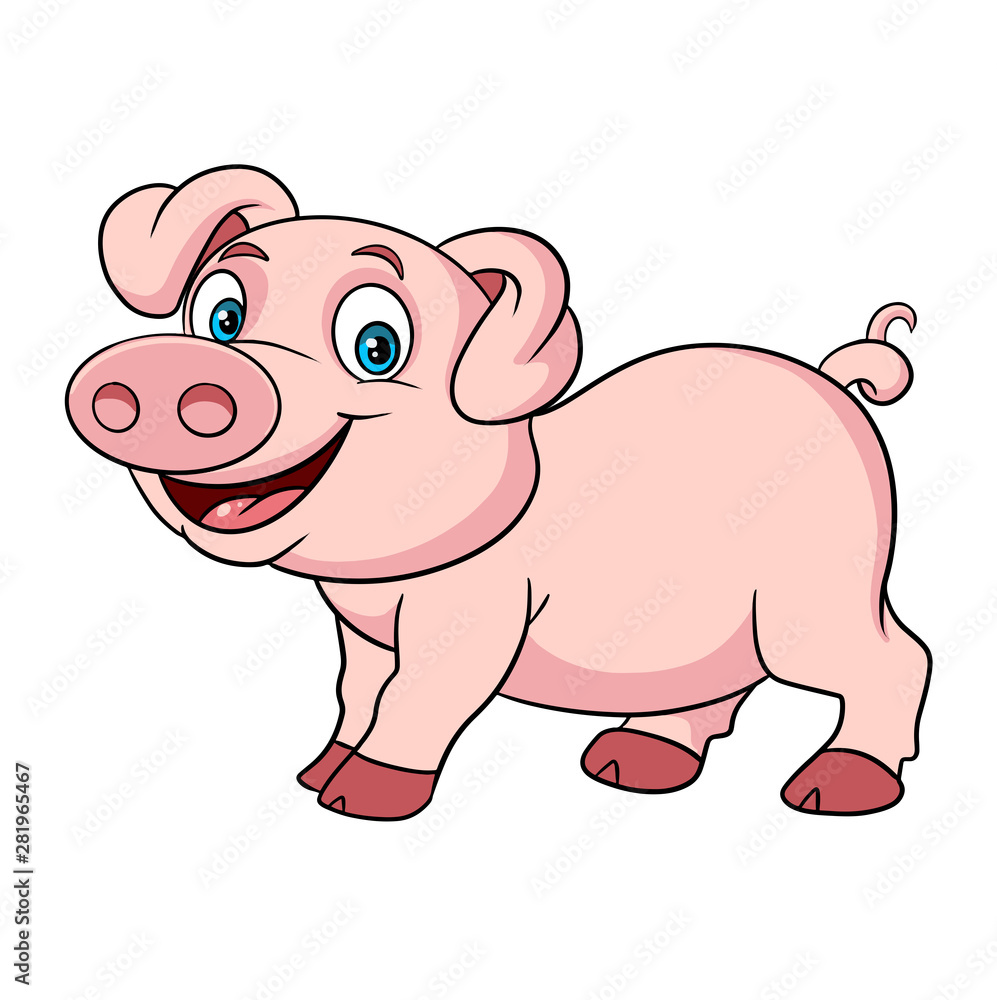 Cute cartoon pig farm animal vector illustration Cute cartoon pig farm animal vector illustration