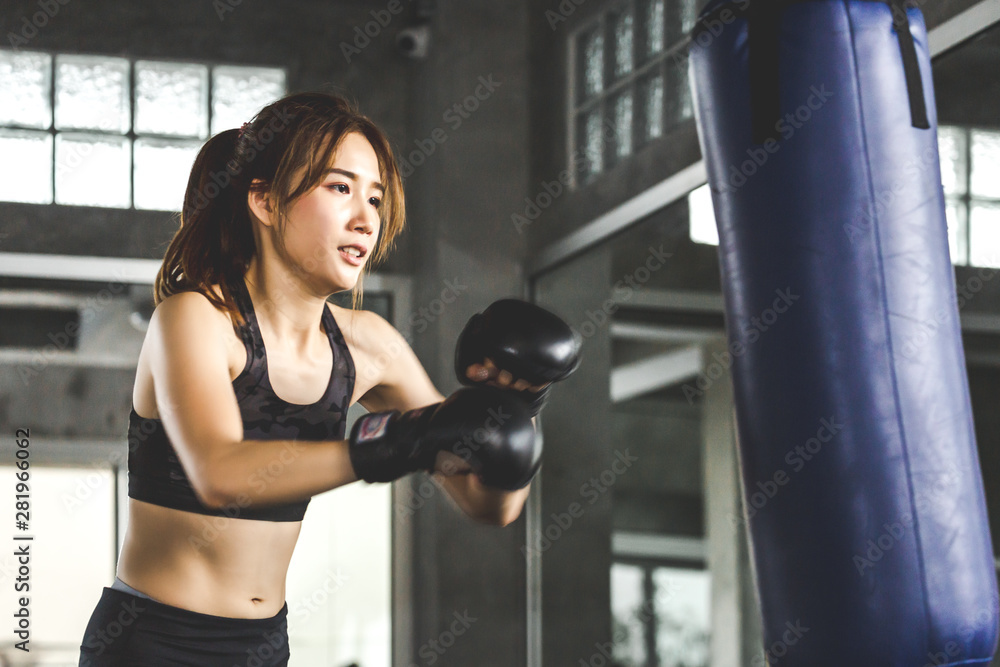 Athlete woman doing kick boxing training
