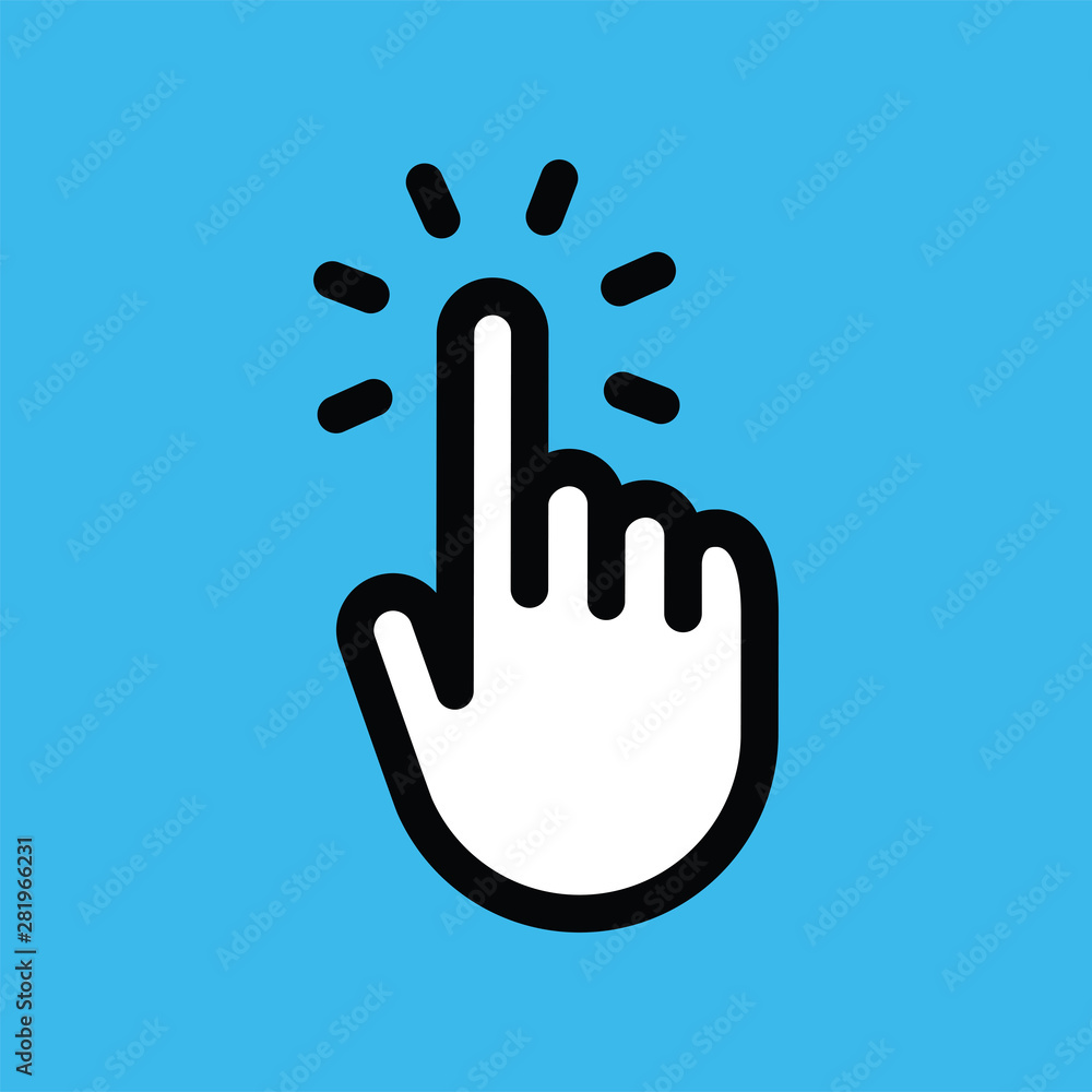 Obraz premium Hand clicking vector icon. Finger pointer.