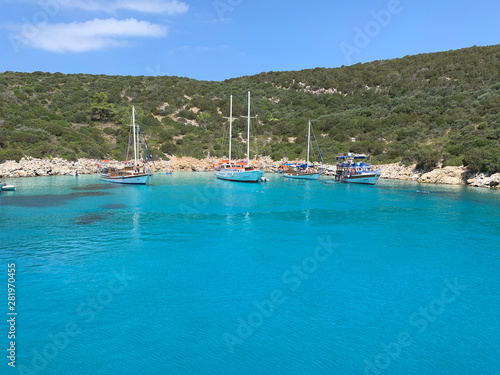 Turkish paradise, Aegean resort Bodrum, unexplored turquoise blue beach