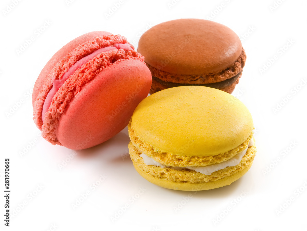 sweet and colorful dessert macarons isjlated on white background sweet and colorful dessert macarons isjlated on white background