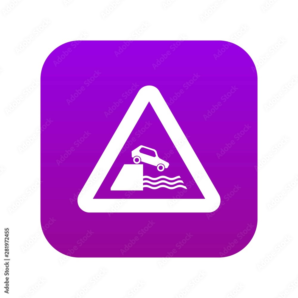 Riverbank traffic sign icon digital purple for any design isolated on white vector illustration Riverbank traffic sign icon digital purple for any design isolated on white vector illustration
