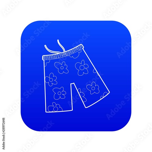 Shorts for swimming icon blue vector isolated on white background