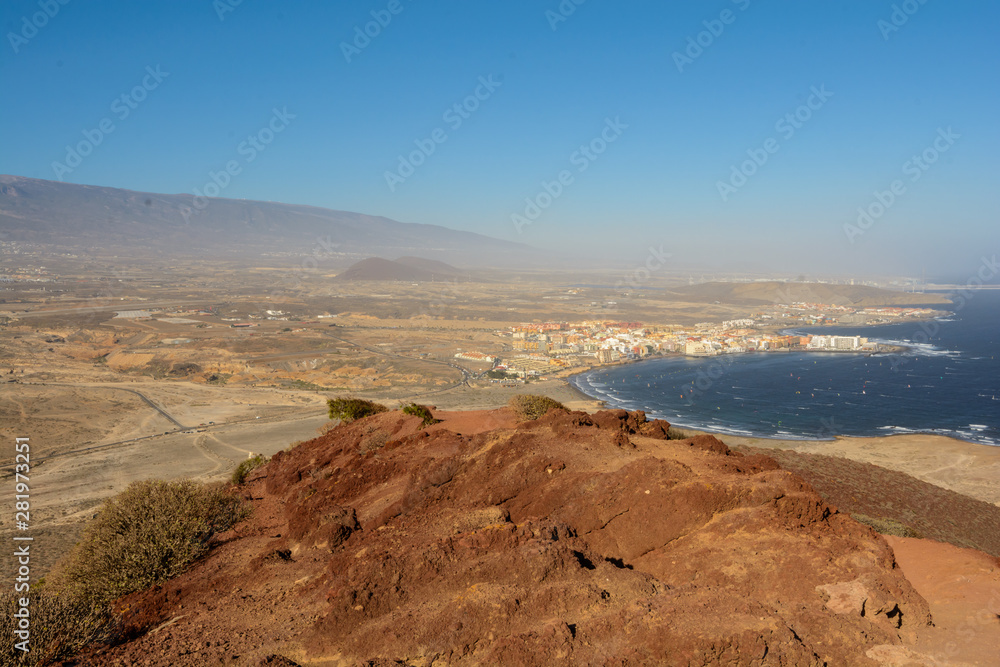 Beautiful view of the Mount Roja. Beautiful view of the ocean. Tenerife, Canary islands, Spain.