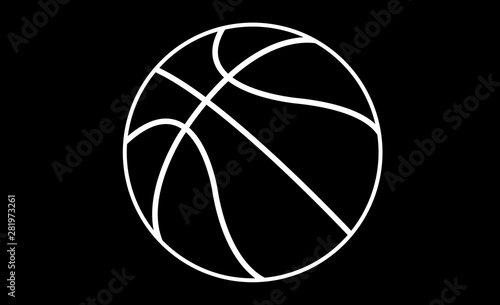 Basketball ball vector icon. Flat vector illustration in black on background. © Yusuf