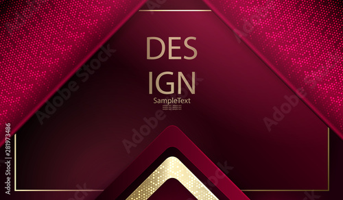 Abstract textural geometric pink background with a gold arrow and mosaic
