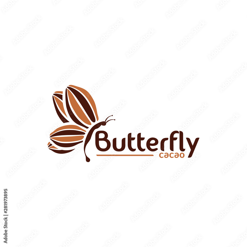 Abstract butterfly and chocolate fruit logo design concept Abstract butterfly and chocolate fruit logo design concept