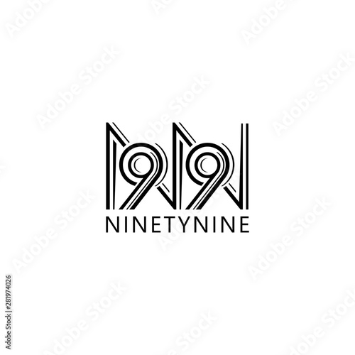 Initial letter NN and number 99 logo design line concept photo