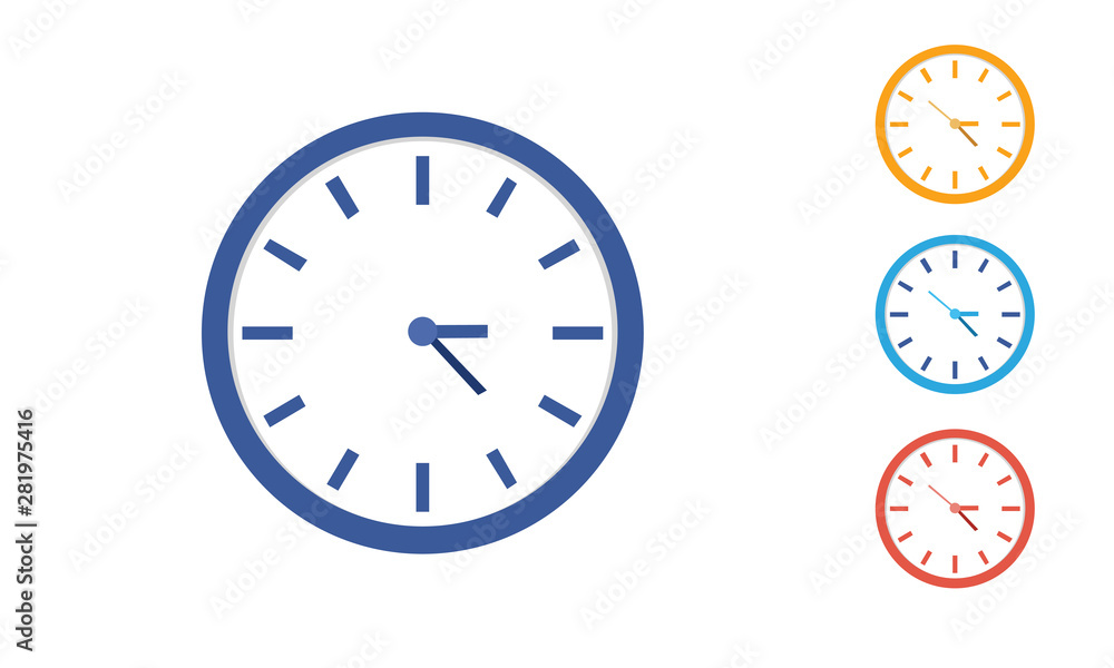 White Clock icon flat design for apps and website White Clock icon flat design for apps and website