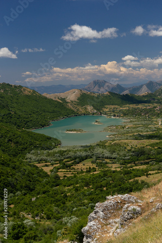 valley with lake of gallo matese and rock