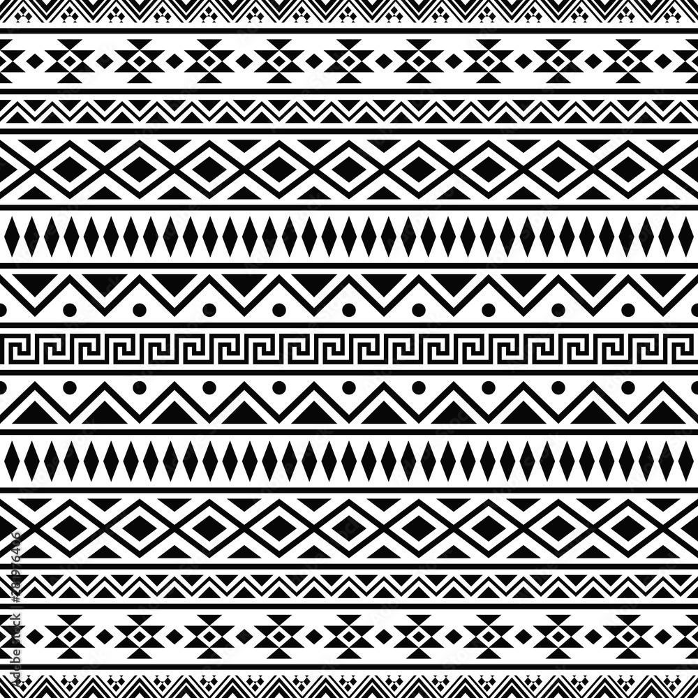 © dimas - Ikat Aztec ethnic seamless pattern design in black and white color. Ethnic Illustration vector. © dimas - Ikat Aztec ethnic seamless pattern design in black and white color. Ethnic Illustration vector.