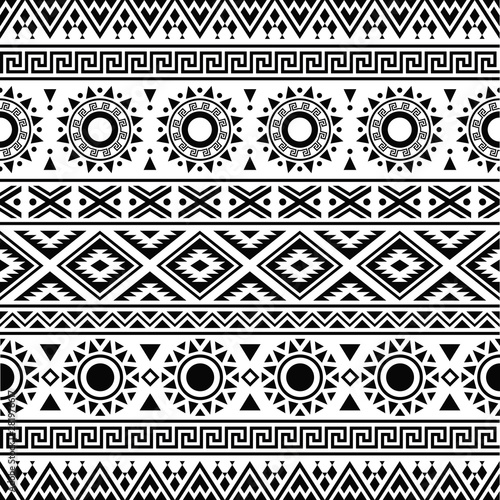 ikat native ethnic pattern design in black and white color