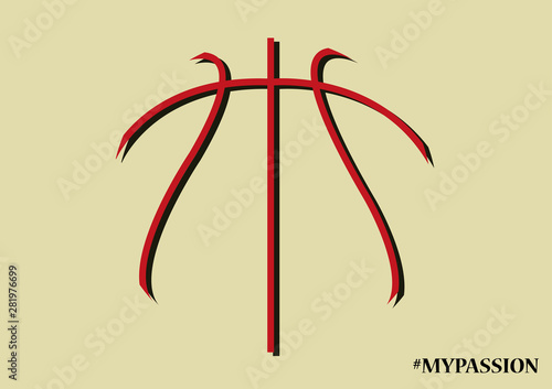 Basketball ball lines vector illustration. Passion of my life. 