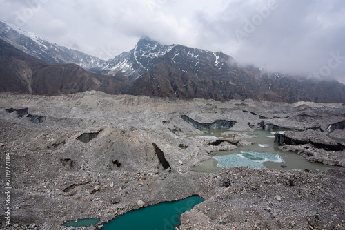 Ngozumpa glacier in Nepal Himalayas photo