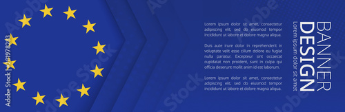 Banner template with flag of European Union for advertising travel, business and other.